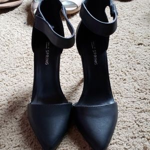 Black ankle strap heels